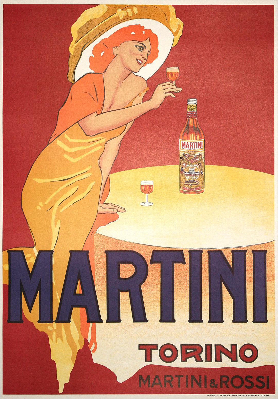 Original Vintage Martini Torino Second Printing Poster by Marcello Dudovich c1957
