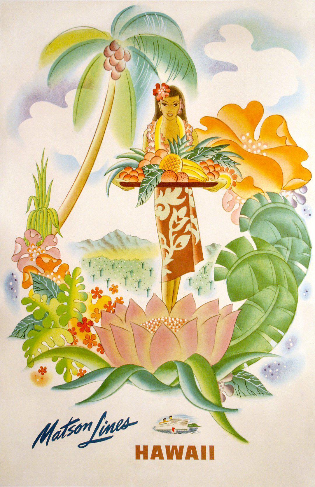 Matson Lines - Hawaii - Woman-Poster-The Ross Art Group