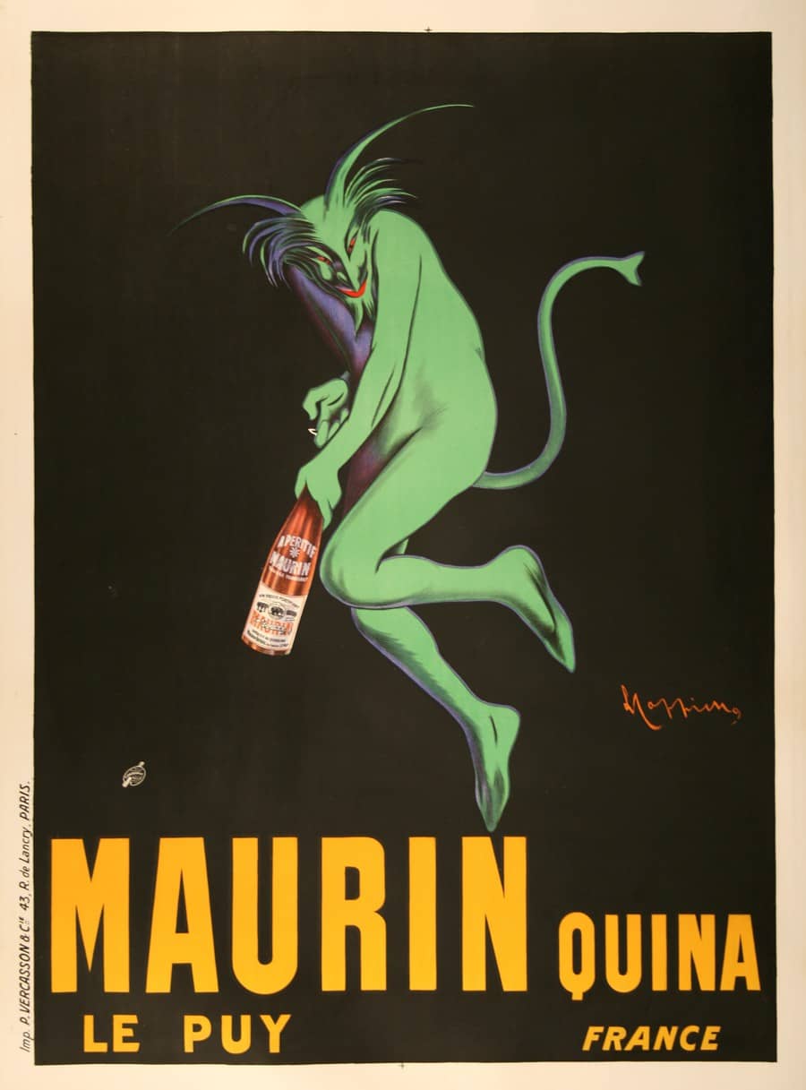Maurin Quina by Leonetto Cappiello 1906 Original Vintage Poster Green Devil