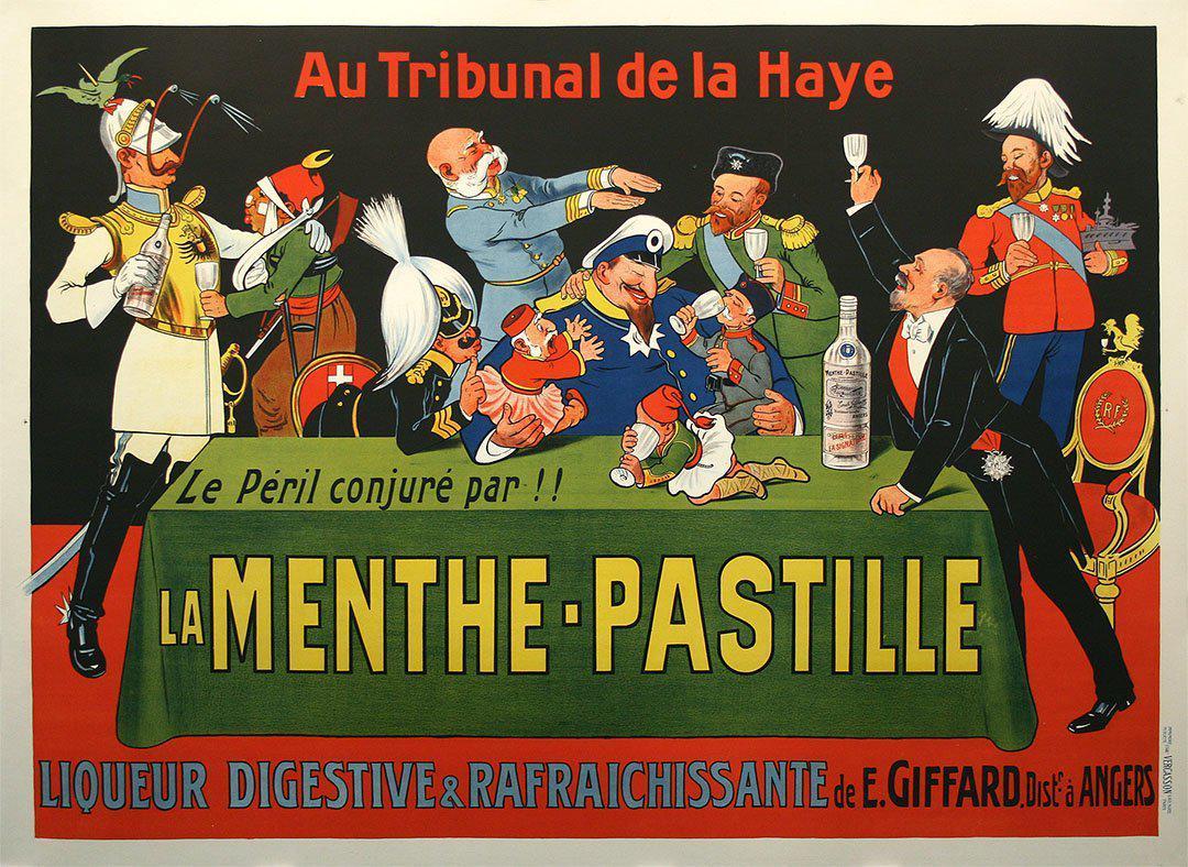 Original Vintage Liquor Poster La Menthe Pastille by Eugene Oge 1913