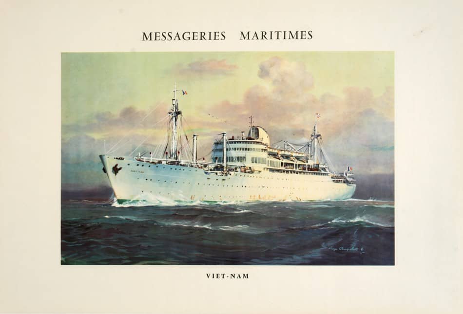 French Messageries Maritimes Poster by Chapelet - Viet Nam c1955