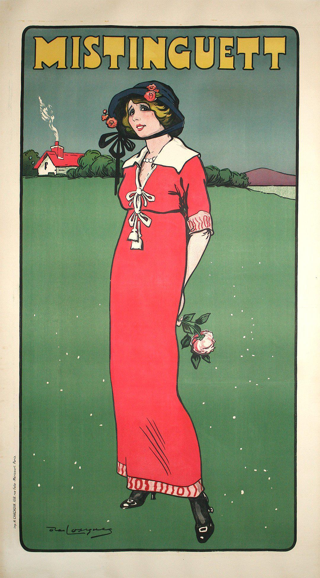 Original Vintage Mistinguett Poster by de Losques 1911 Cabaret