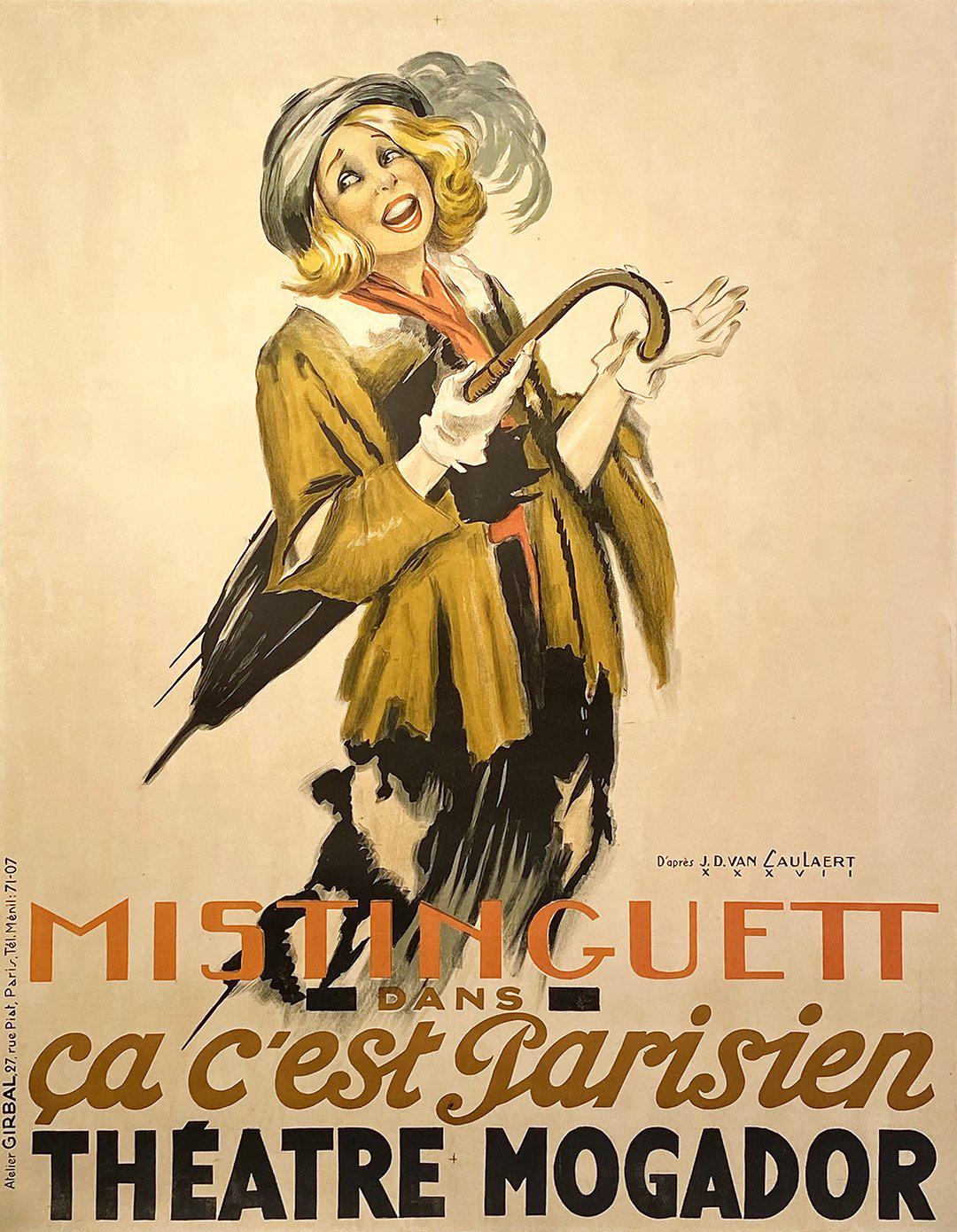 Mistinguett - Theatre Mogador Original Vintage Poster 1937 by Van Caulaert