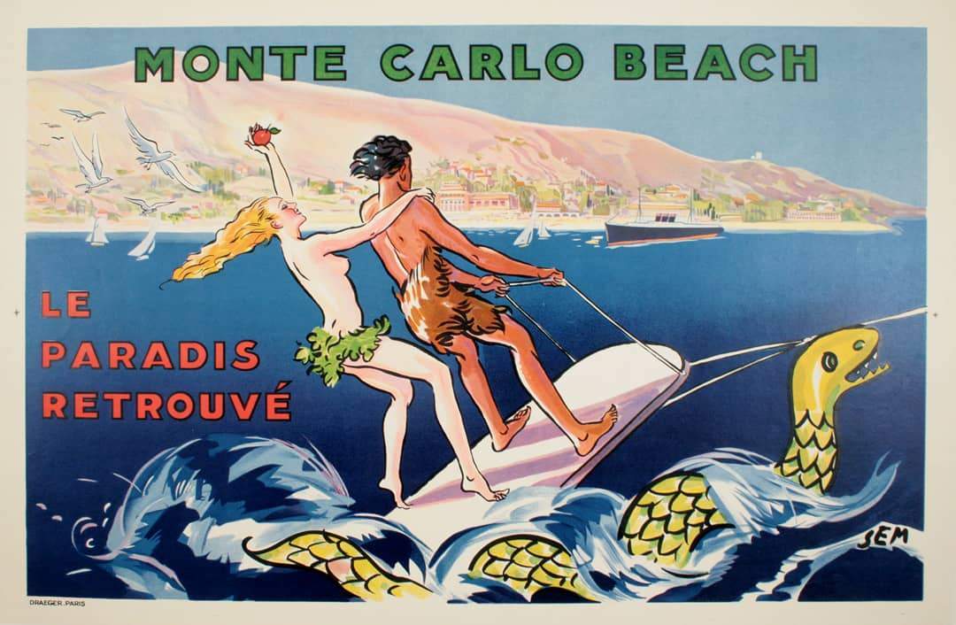 Original Vintage c1935 Monte Carlo Beach Poster by SEM