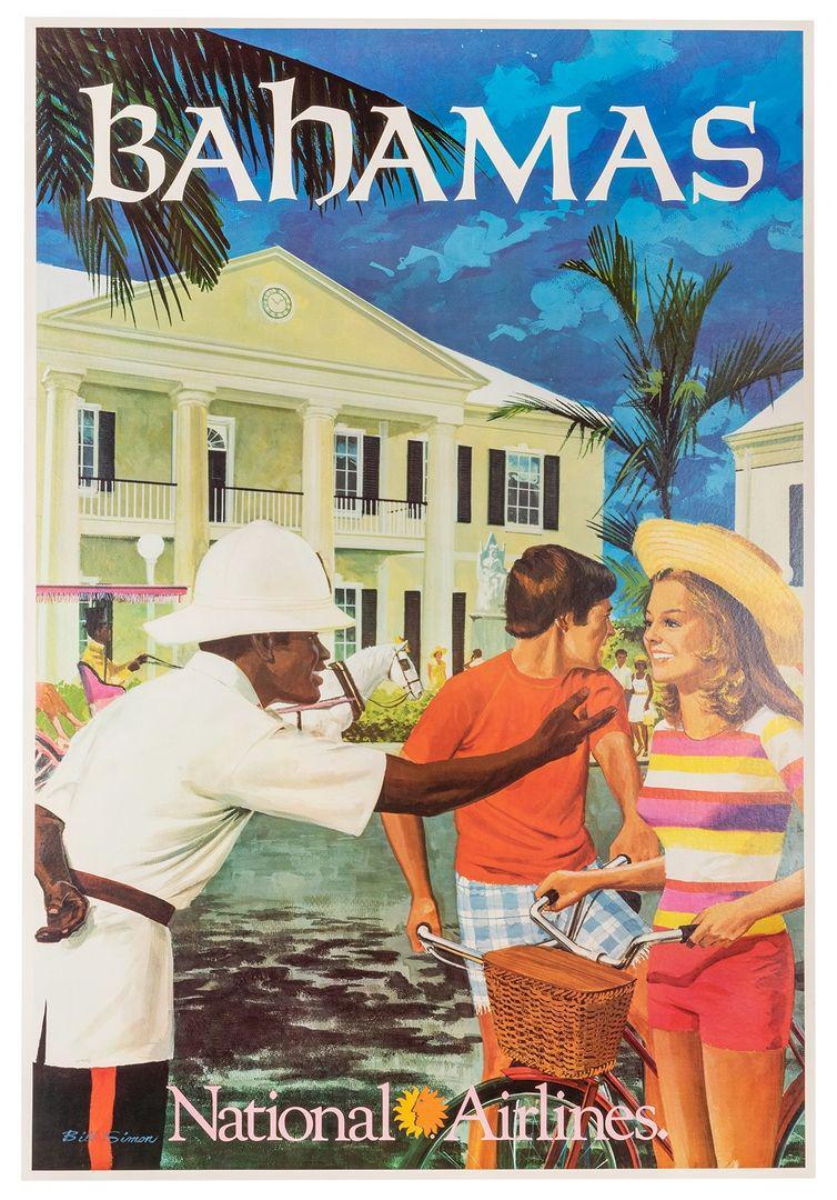 National Airlines Original Poster c1965 by Bill Simon - Bahamas