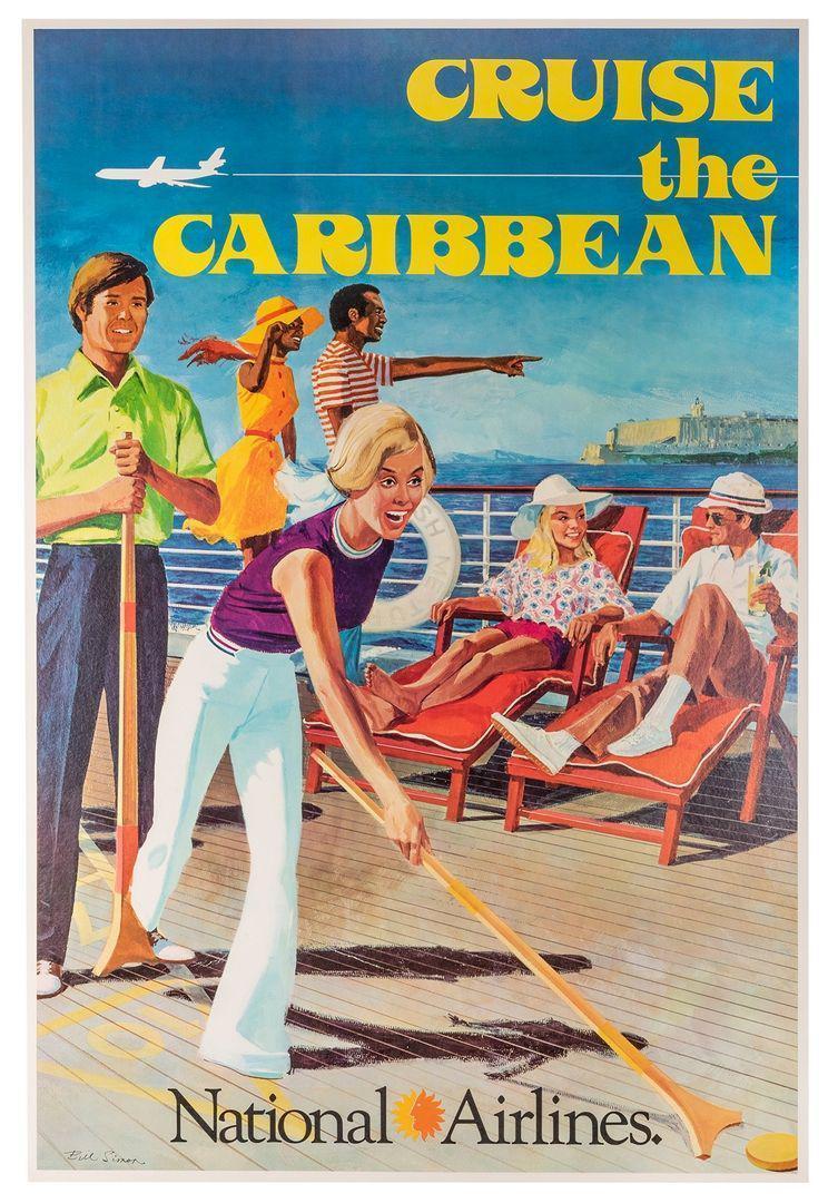 National Airlines Original Poster c1965 by Bill Simon - Cruise the Caribbean