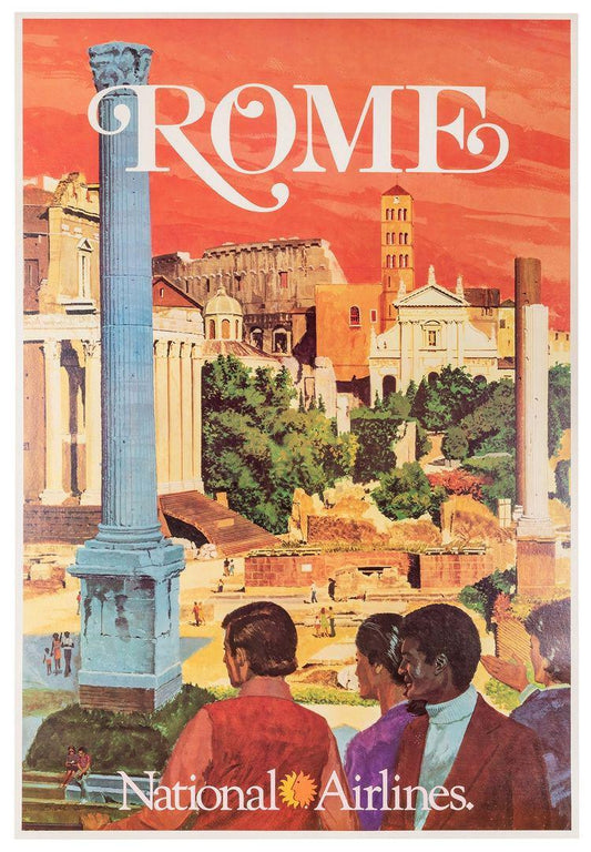 National Airlines Original Vintage Poster c1965 by Bill Simon - Rome