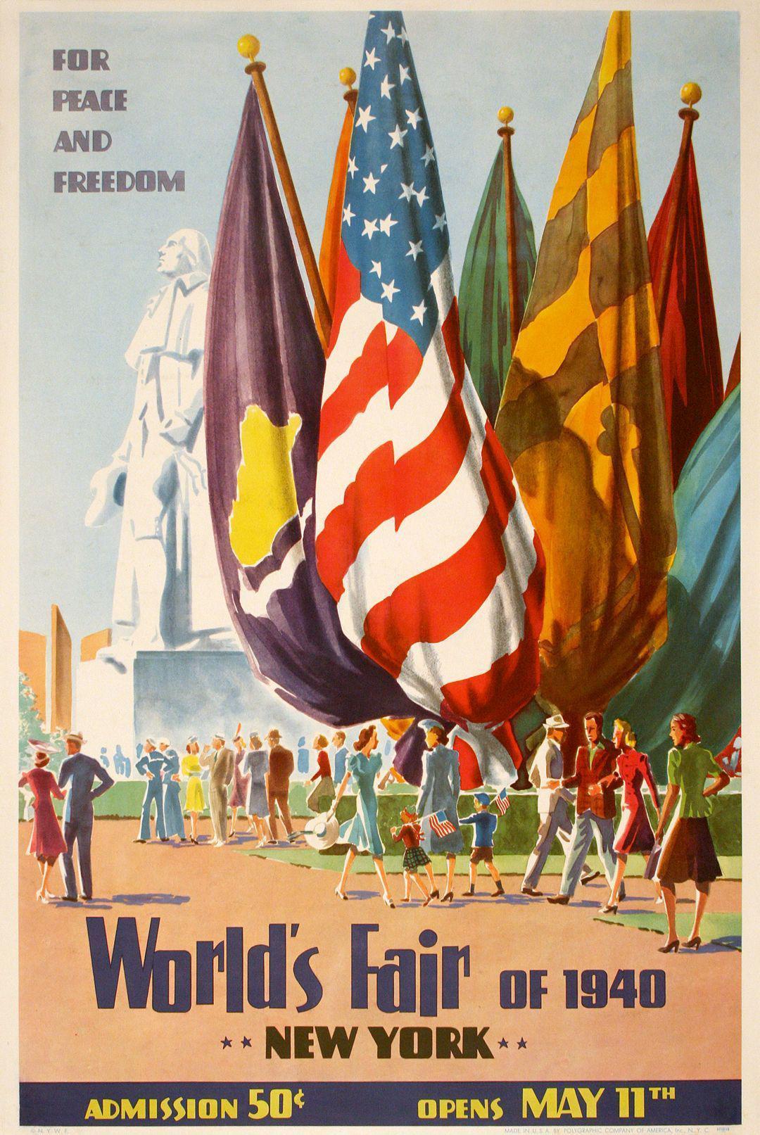 Original American Poster - New York World's Fair of 1940 fo Peace and Freedom