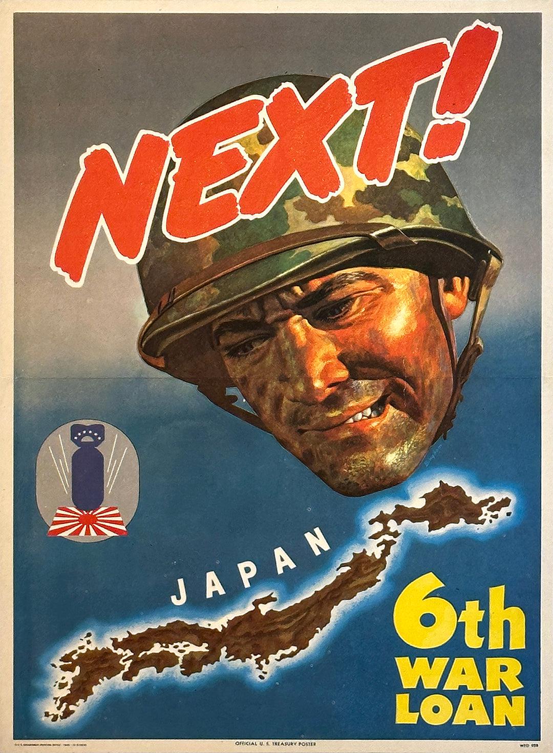 Original American WWII 1944 Poster by Bingham - Next 6th War Loan