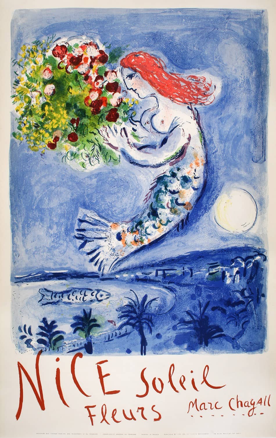 Original Vintage Poster by Marc Chagall for Nice Soleil Fleurs France 1962