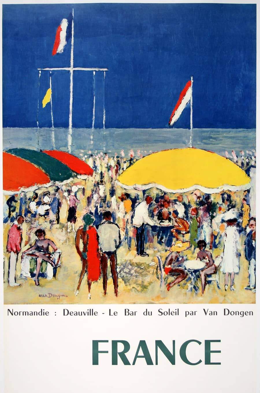 Van Dongen Original Poster C1960 for Normandie Deauville Beach Scene