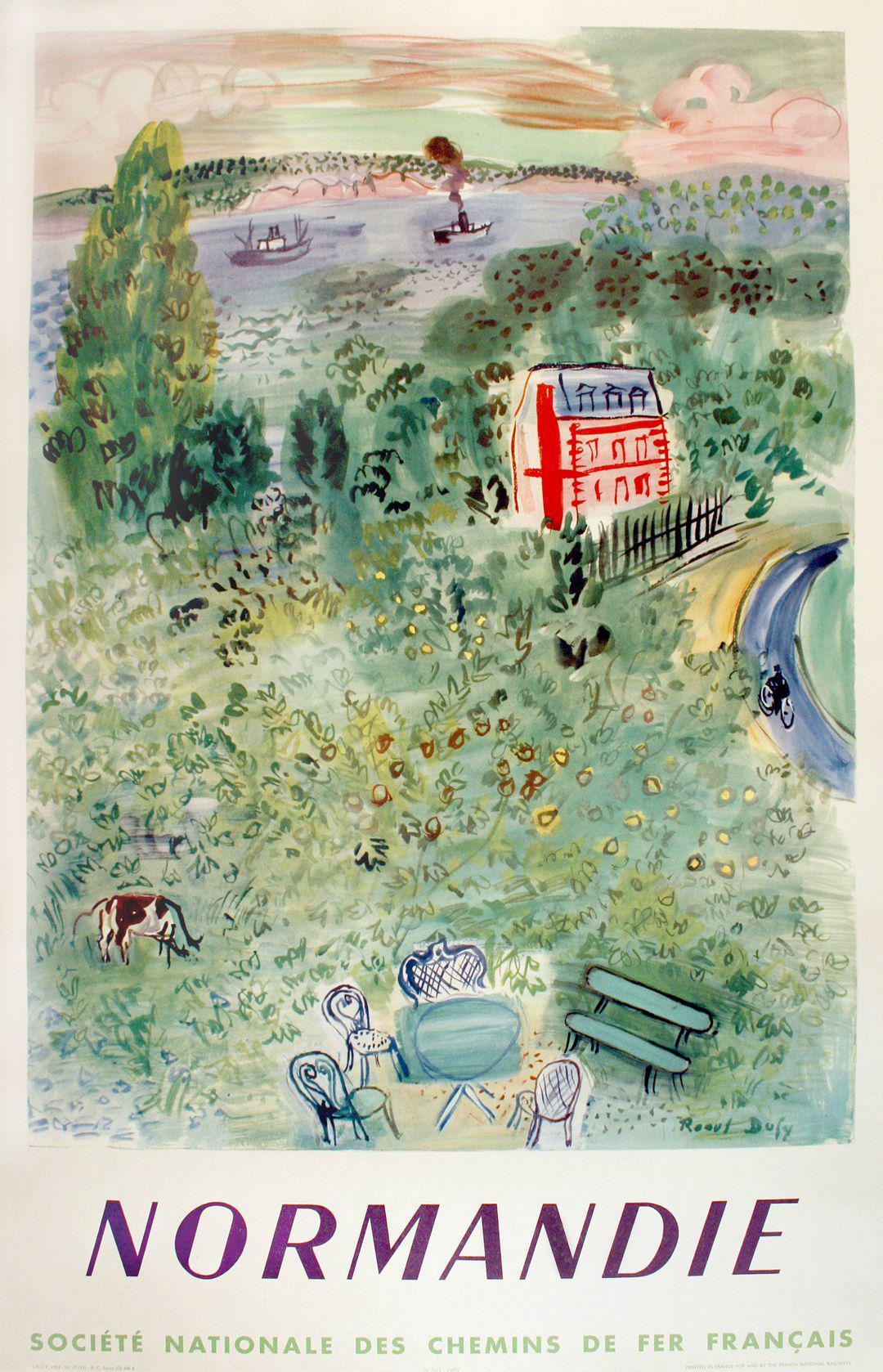 Original SNCF French Travel Poster Normandie by Raoul Dufy 1954