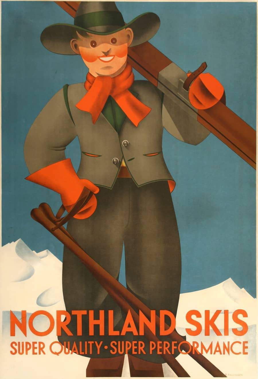 Original Northland Skis Poster c1935 by Pallhuber