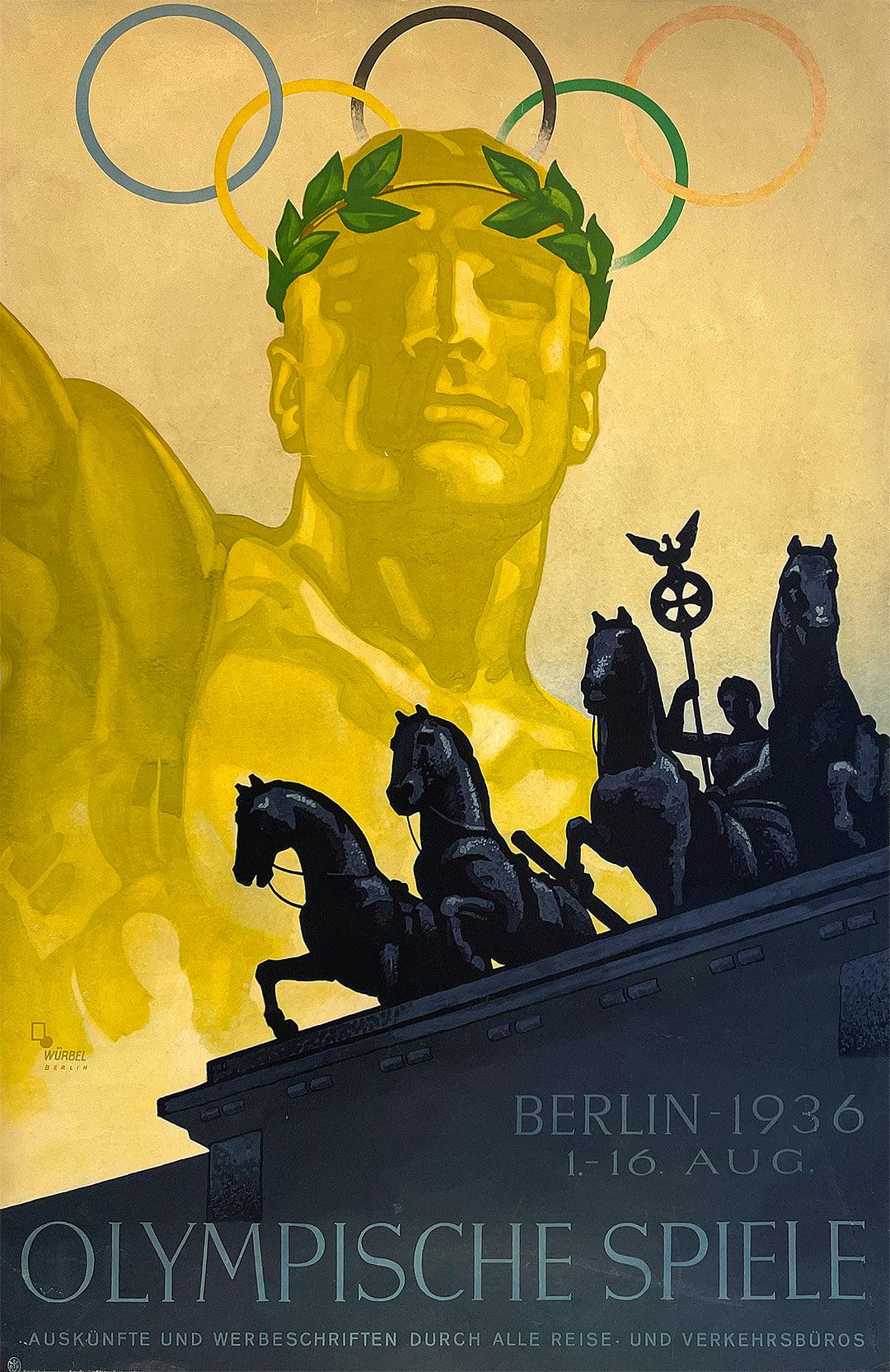 Original 1936 Berlin Summer Olympics Poster by Franz Wurbel Olympische Spiele