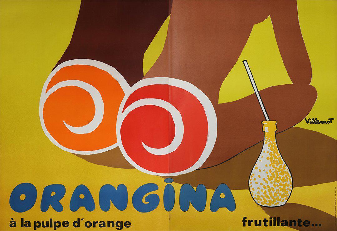 Original Vintage Orangina Oversize Poster by Bernard Villemot