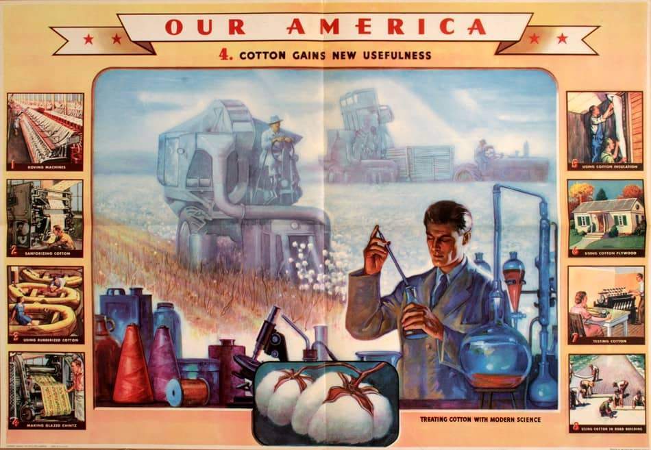 Original Poster Our America - Cotton Gains New Usefulness 1943 for Coca Cola