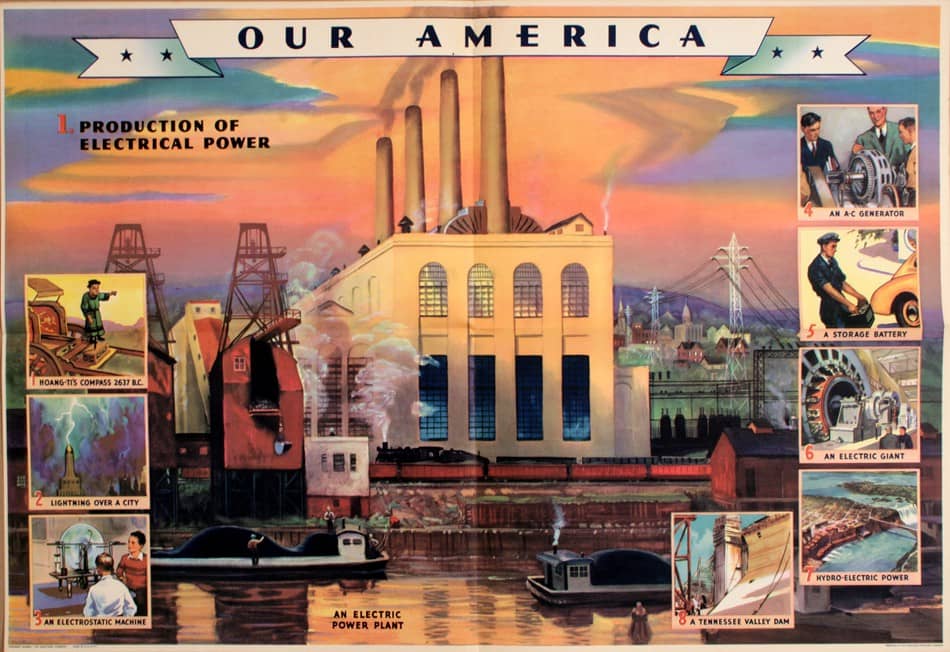 Original Poster Our America - Oil Production Of Electrical Power 1 for Coca Cola 1942