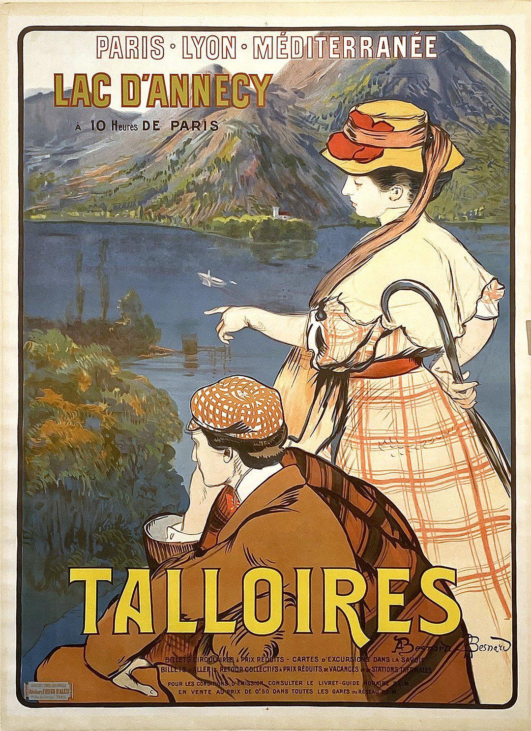 Original Vintage Talloires Lac d'Annecy PLM Poster by Besnard c1910