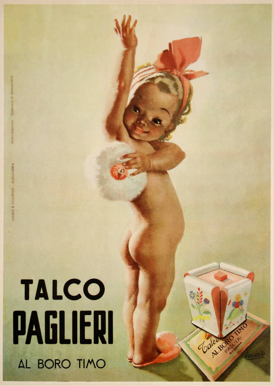 Vintage Original Paglieri Talco Baby Poster by Gino Boccasile c1960