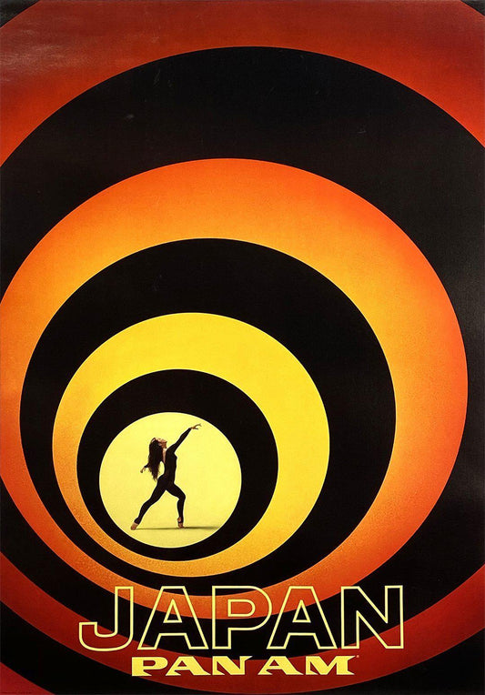 Original Vintage Pan Am Japan Poster James Bond Look 1967