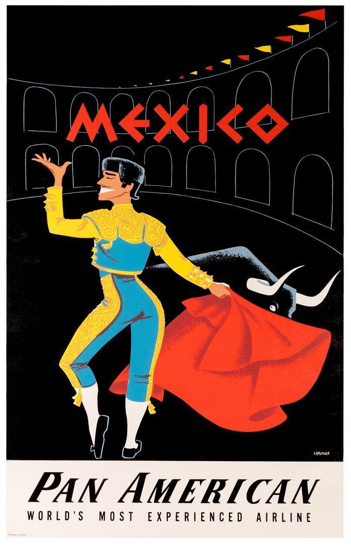 Original Pan Am 1950's Poster by Amspoker - Mexico