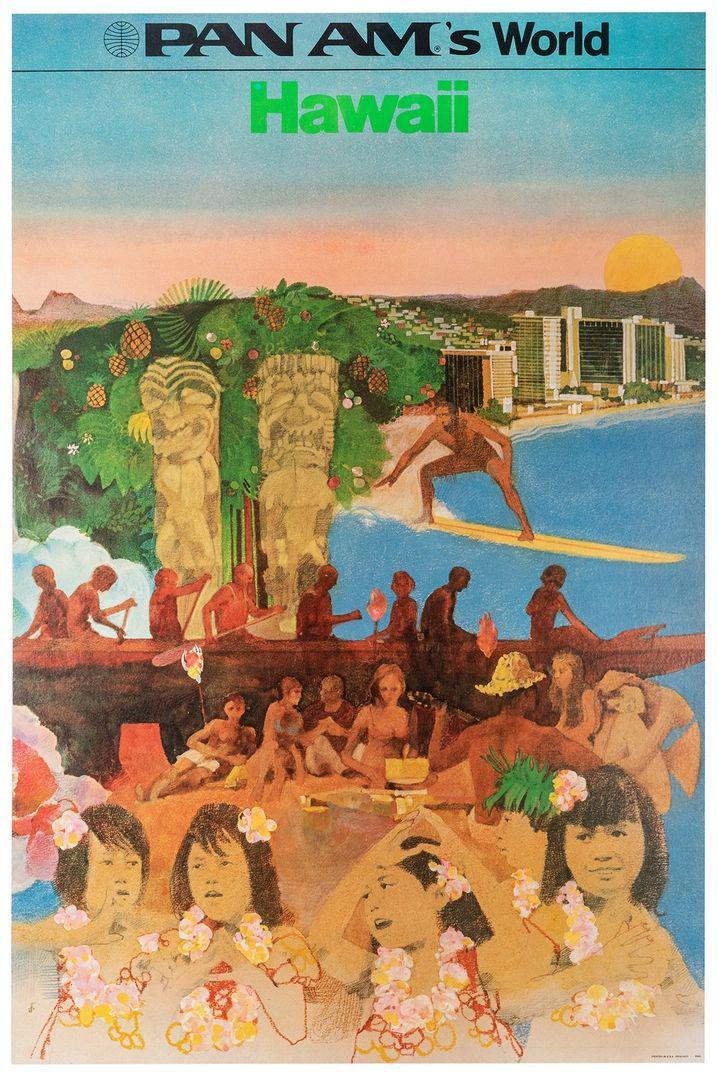 Original Travel Poster 1973 Pan Am's World - Hawaii