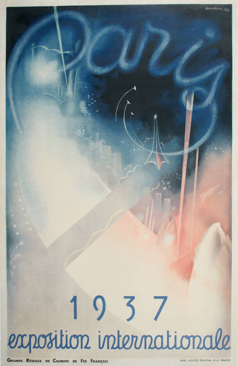 Paris Exposition Internationale 1937 Original Vintage Poster by Eugene Beaudoin