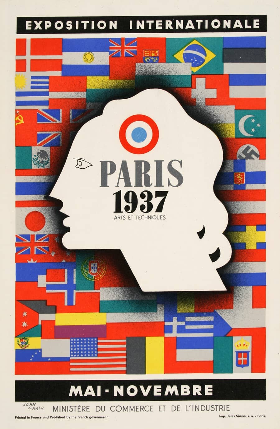 Paris 1937 Exposition Original Poster by Jean Carlu