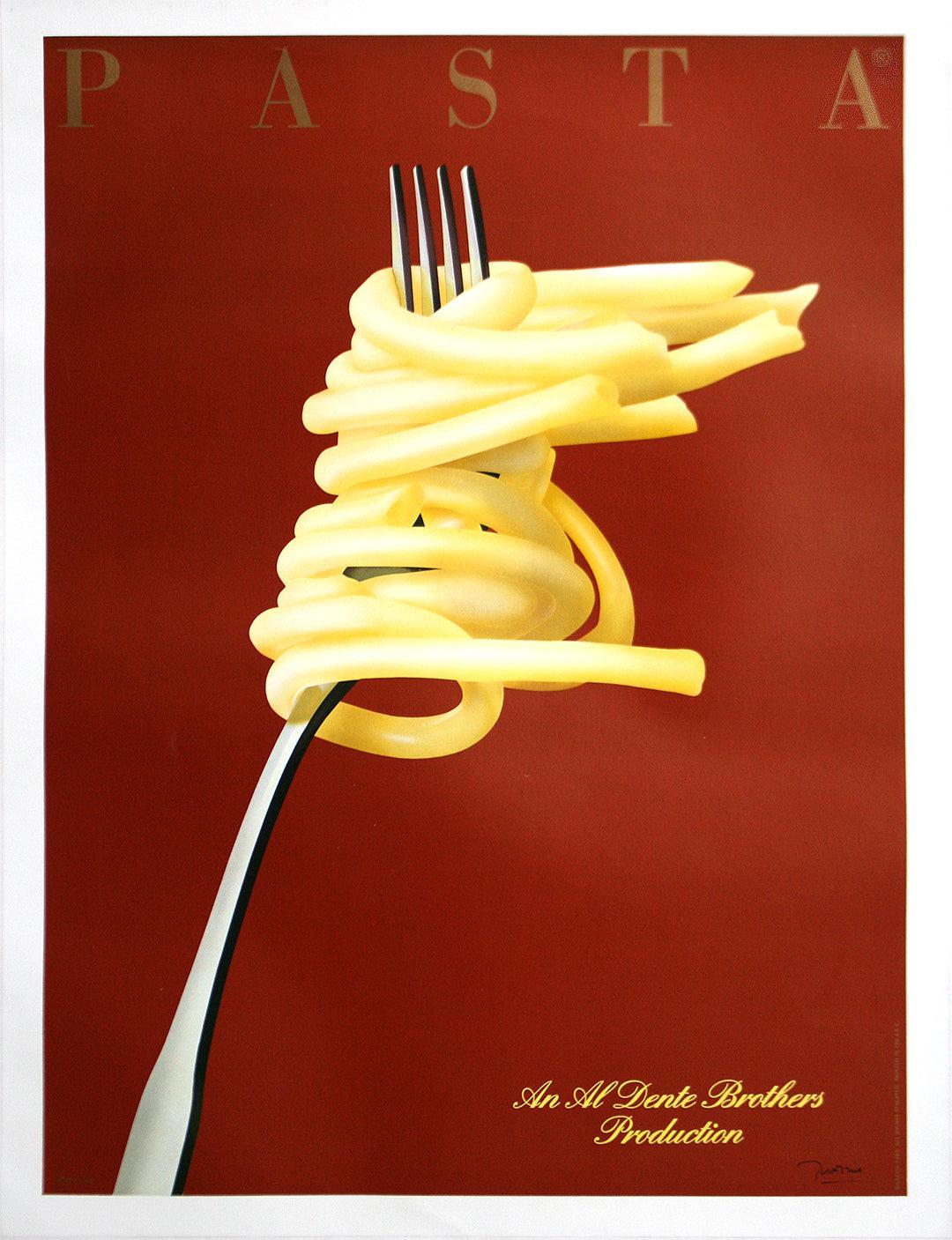 Original Vintage Pasta Poster by Razzia Signed Small c1985