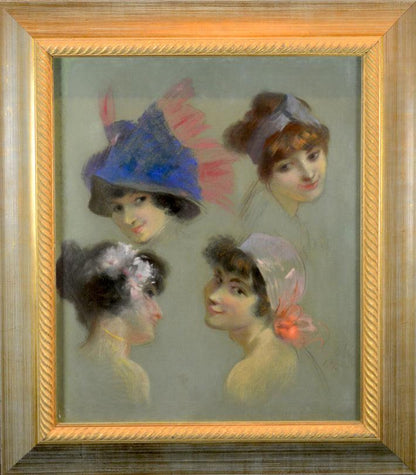 Pastel of Four Women - Cheret