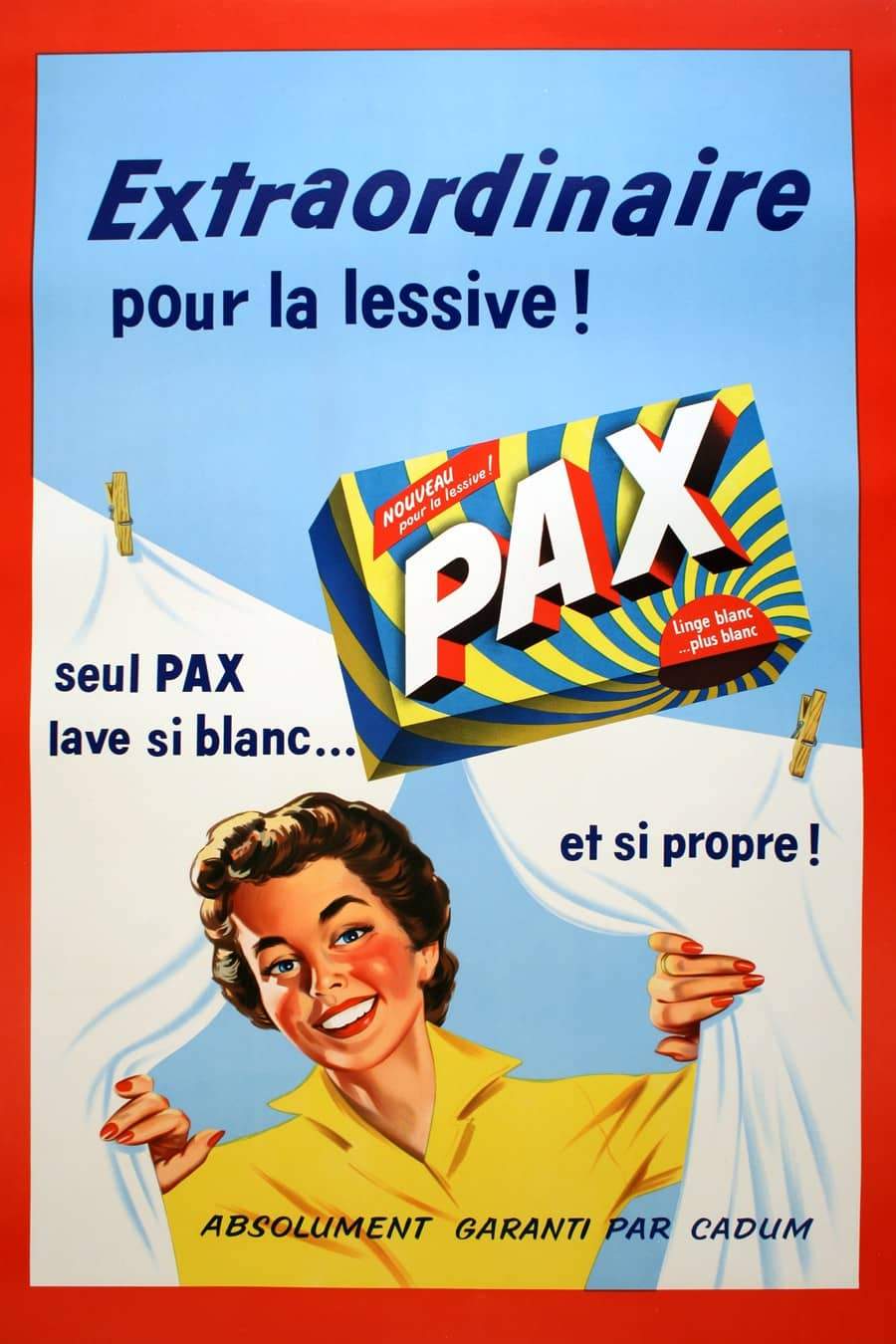 Pax - Garanti par Cadum French Poster for Laundry Soap c1950
