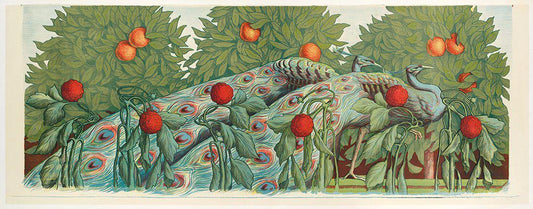 Original Vintage Peacocks Panel Poster Created by Alfred Muller 1903 Art Nouveau