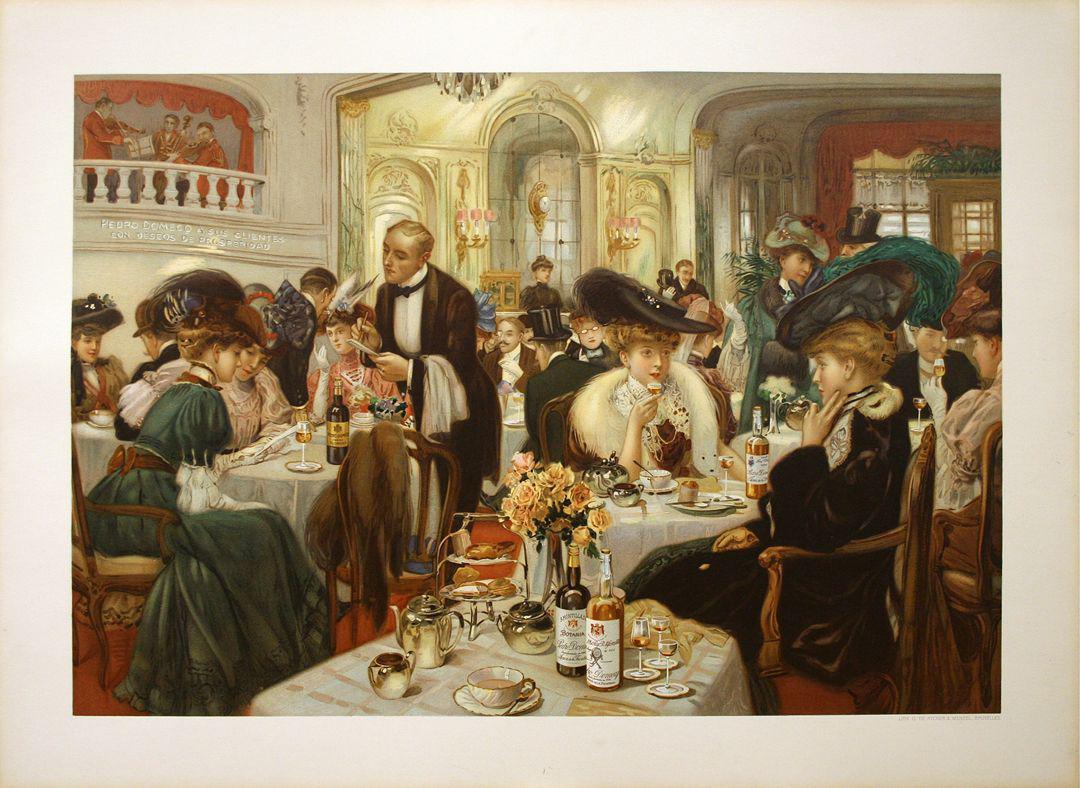 Pedro Domecq Original Poster by Fernand Toussaint c1905 - Dining Room Scene