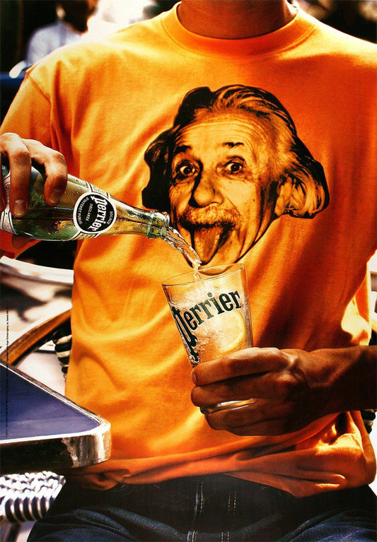 Original Vintage Perrier Poster with Albert Einstein c1995