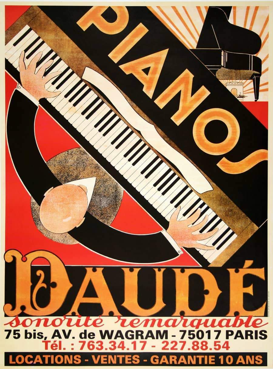 Pianos Daude Reissue French Poster by Daude c1975