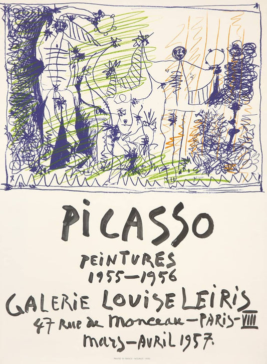 Original Vintage Pablo Picasso 1957 Poster for Galerie Louise Leiris Exhibition