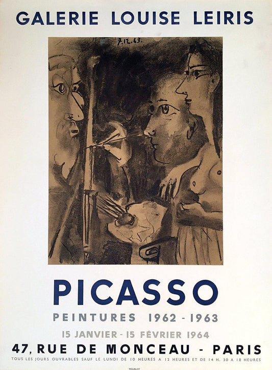 Original Vintage Pablo Picasso Gallery Poster Galerie Louise Leiris 1963