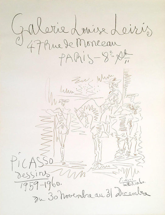 Original Vintage Pablo Picasso Gallery Poster - Galerie Louise Leiris 1960