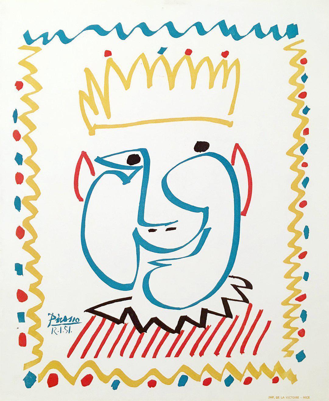 Original Vintage Pablo Picasso Gallery Poster - Le Roi du Carnaval de Nice 1951