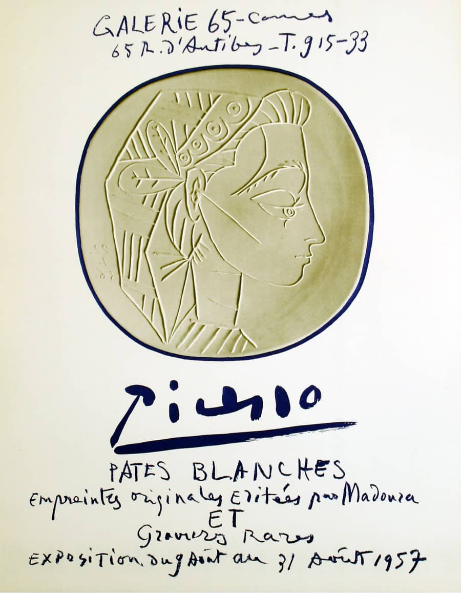 Pablo Picasso Poster Pates Blanches 1957 for Galerie 65 Cannes