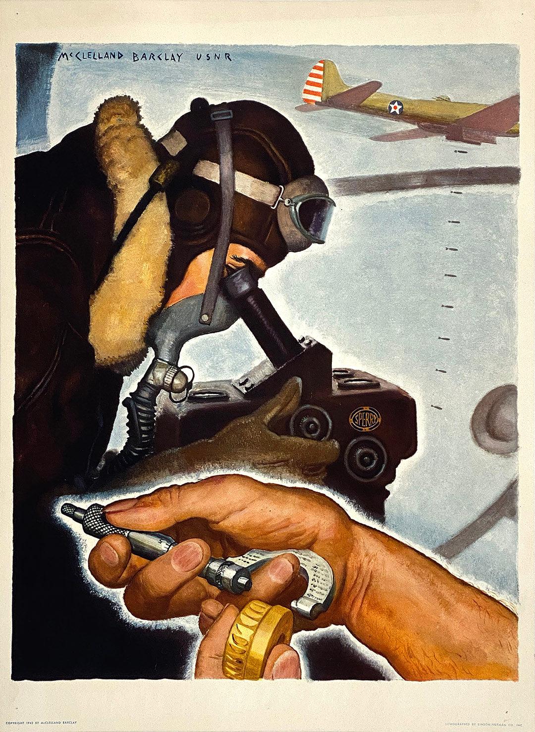 Original Vintage WWII Poster Pilot McClelland Barclay 1942