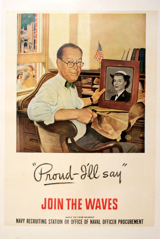 American WWII Poster 1943 by John Falter - Proud I'll Say - Join the Waves