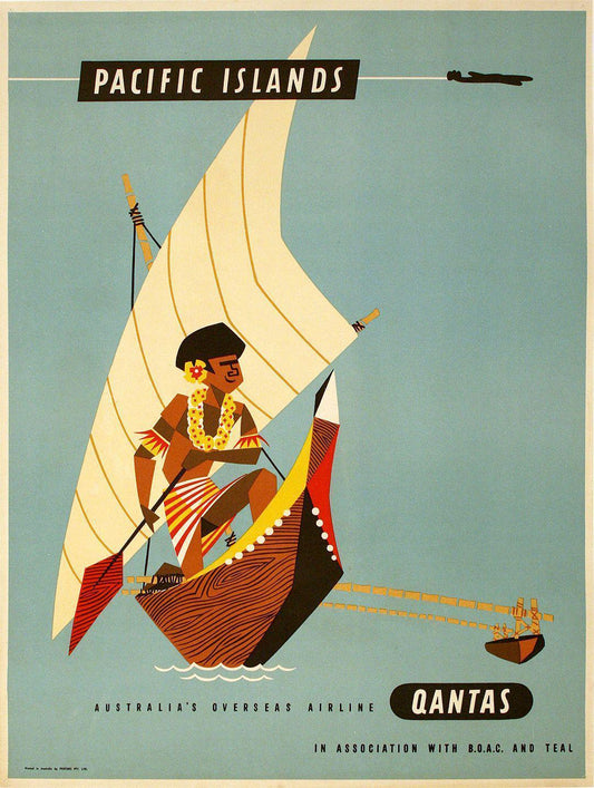 Qantas Poster - Pacific Islands by Harry Rogers Original c1960