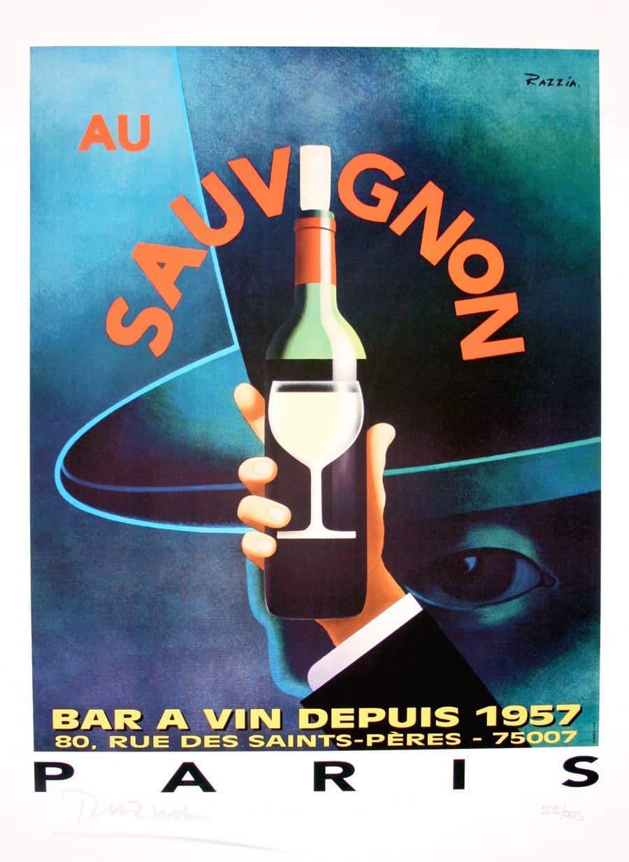 Razzia Limited Edition Hand Signed and Numbered Poster for Au Sauvignon Paris 2007