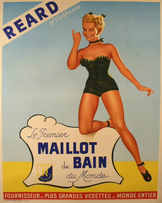 Reard of California Original Vintage French Bathing Suit Poster c1950
