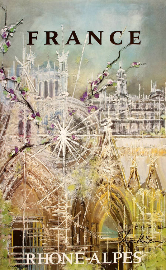 Original Vintage France Travel Poster Rhone Alpes Cathedrals by Mathieu