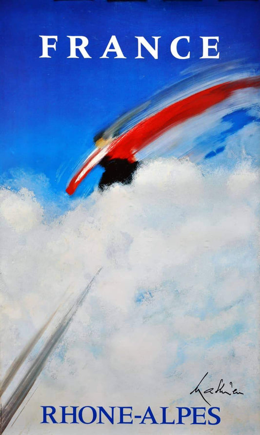 Original Vintage Travel Poster France Rhone Alpes by Mathieu Skier