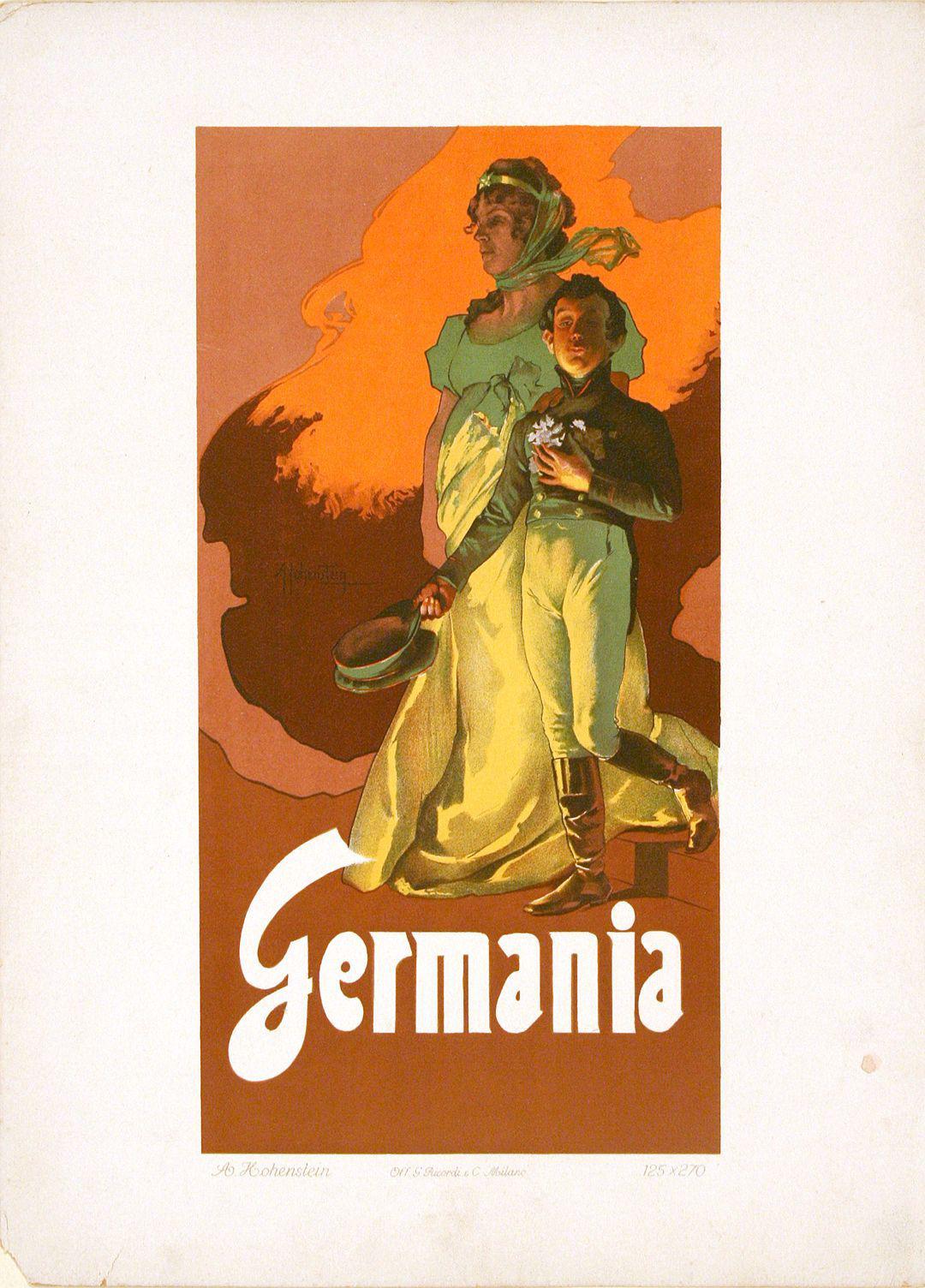Original Poster of Germania by Adolfo Hohenstein by Ricordi 1914
