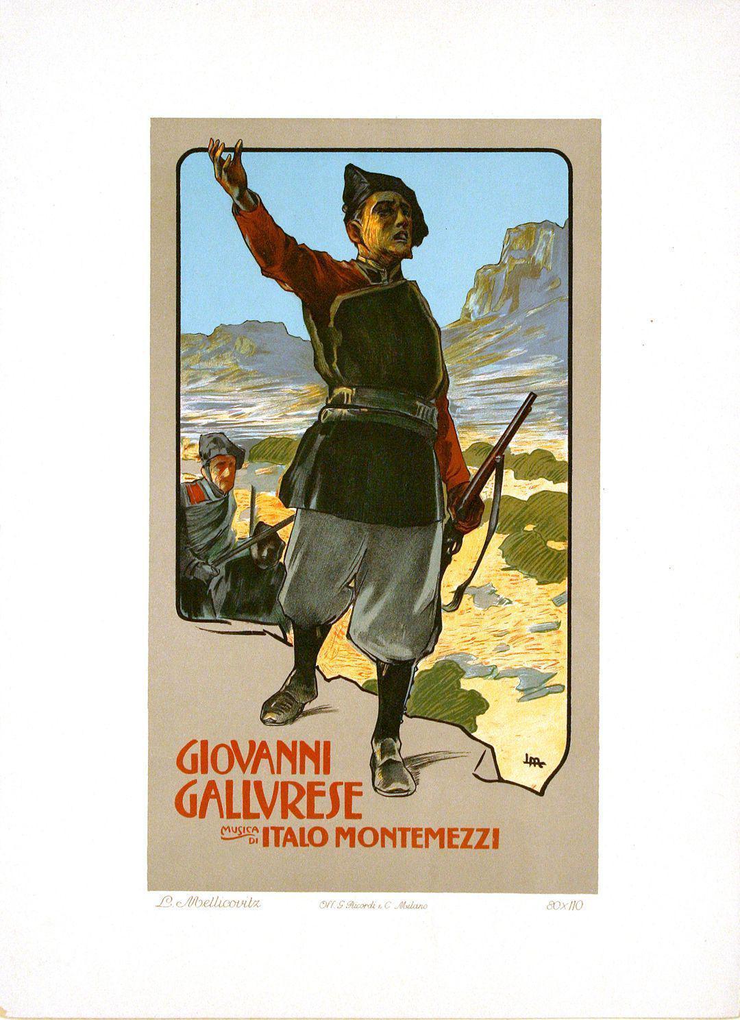 Original Poster by Metlicovitz for Ricordi 1914 Giovanni Gallvrese