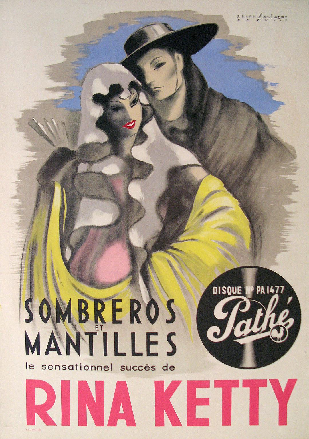 Original Vintage Rina Ketty French Poster 1938 by Caulaert Singer